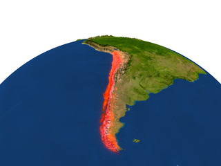 Chile in red from orbit