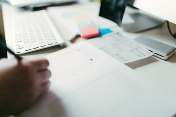 Designer working on some app wireframes