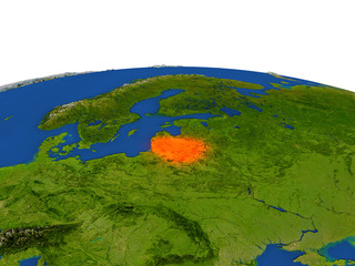 Lithuania in red from orbit