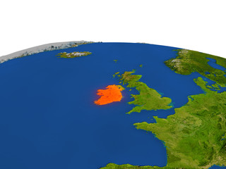 Ireland in red from orbit