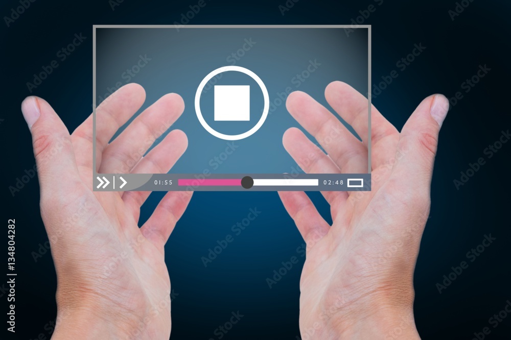 Poster Composite image of hands showing 3d