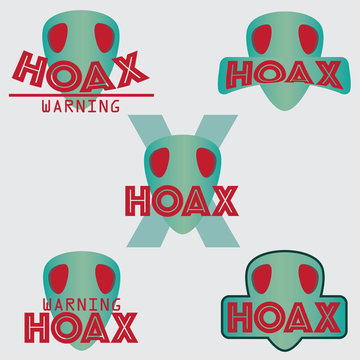 set of hoax text with green mask design. vector illustration