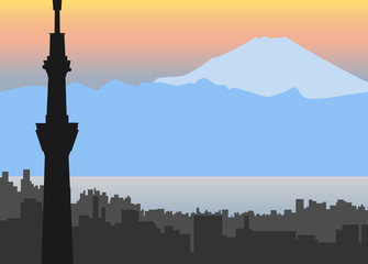 Tokyo city landscape flat design vector
