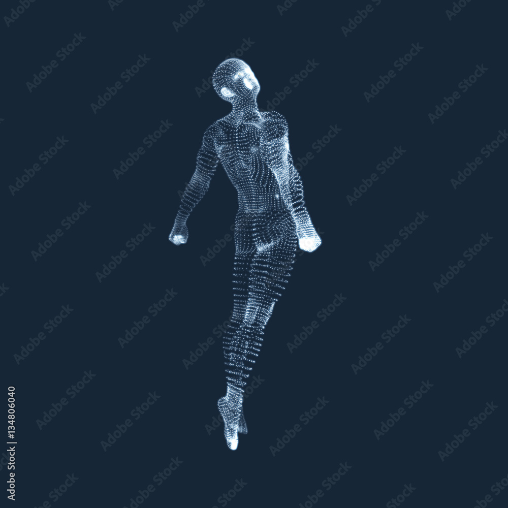 Wall mural hovering in air. man floating in the air. 3d model of man.