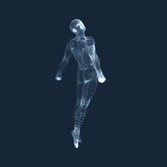 Hovering in Air. Man Floating in the Air. 3D Model of Man.
