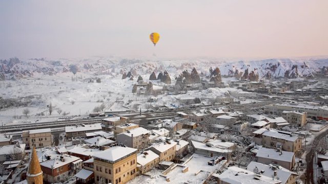 Hot air balloon aerial view from Cappadocia