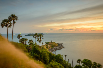 Fototapeta na wymiar Promthep cape, the iconic place to see sunset at Phuket, Thailan