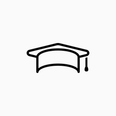 Education, graduation cap/hat icon simple vector illustration