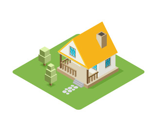 Isolated isomatic small house, Vector Property Set