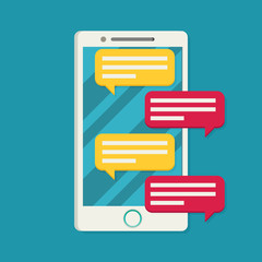 Mobile phone & messages, vector illustration