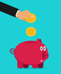 Pig bank vector icon illustration.