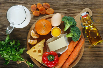 Vitamin A in food.