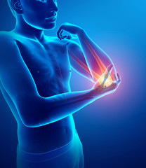 Men Feeling Elbow pain