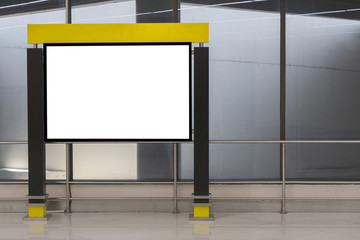 Empty blank billboard at airport ,train station,blank billboard