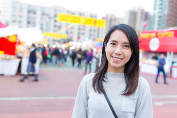 Woman visit chinese flower fair