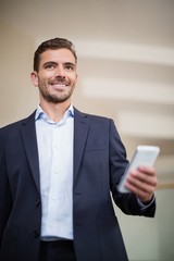 Businessman holding a mobile phone