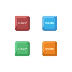 Colorful Set of Square Register Button