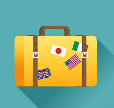 Luggage symbol. Vector illustration of flat color icon 