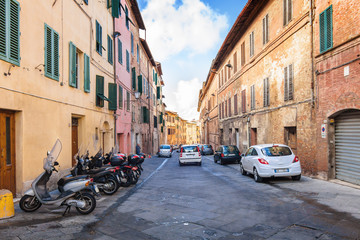 Fototapeta na wymiar View of one of the streets of Siena, Toscana region, Italy.
