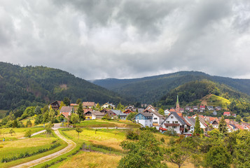 Fototapeta na wymiar Beautiful panoramic view of the mountain village Bermersbach..Germany.Schwarzwald.