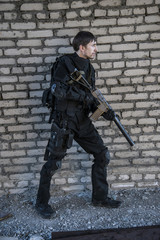 Fototapeta premium Russian special forces training at a military training ground.