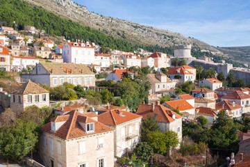 Fototapeta na wymiar South-western part of Dubrovnik City walls. Croatia.