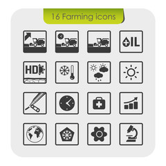 16 Farming icons set