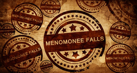 menomonee falls, vintage stamp on paper background