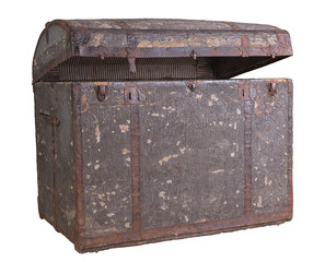 Old large chest isolated on white background