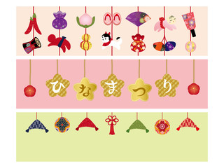 ひなまつり　つるし雛のバナー素材セット