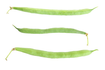 Fresh green beans isolated on a white background.