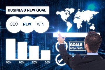 Composite image of businessman in suit  pointing these fingers 