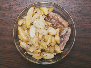 Baked potatoes with meat