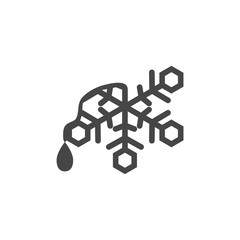 Melting snowflake with a drop of water