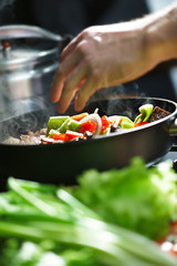 Cooking meat with a vegetables