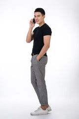 man talking on phone