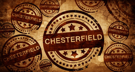 chesterfield, vintage stamp on paper background