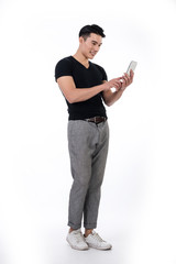 man using smartphone