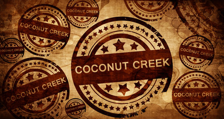 coconut creek, vintage stamp on paper background
