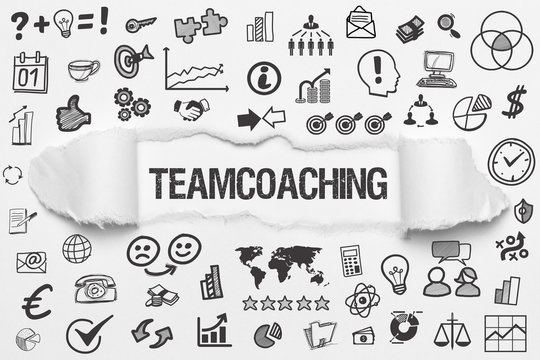 Teamcoaching / wei&szlig;es Papier mit Symbole
