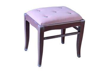 Luxury wooden chair pouf isolated on white background