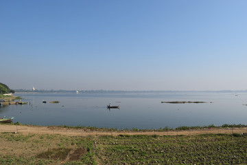 Boats In Taungthaman Lake Near Amarapura, Myanmar