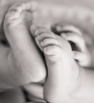 Baby feet.Macro. Close-up.