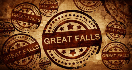 great falls, vintage stamp on paper background