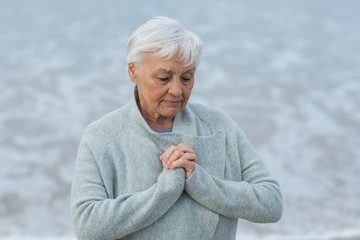 Senior woman doing meditation