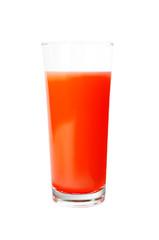Tomato juice in glass isolated on white