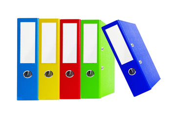 Colorful office folders isolated on the white background