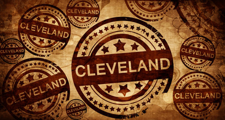 cleveland, vintage stamp on paper background