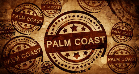 palm coast, vintage stamp on paper background