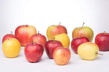 Group of apples on white background